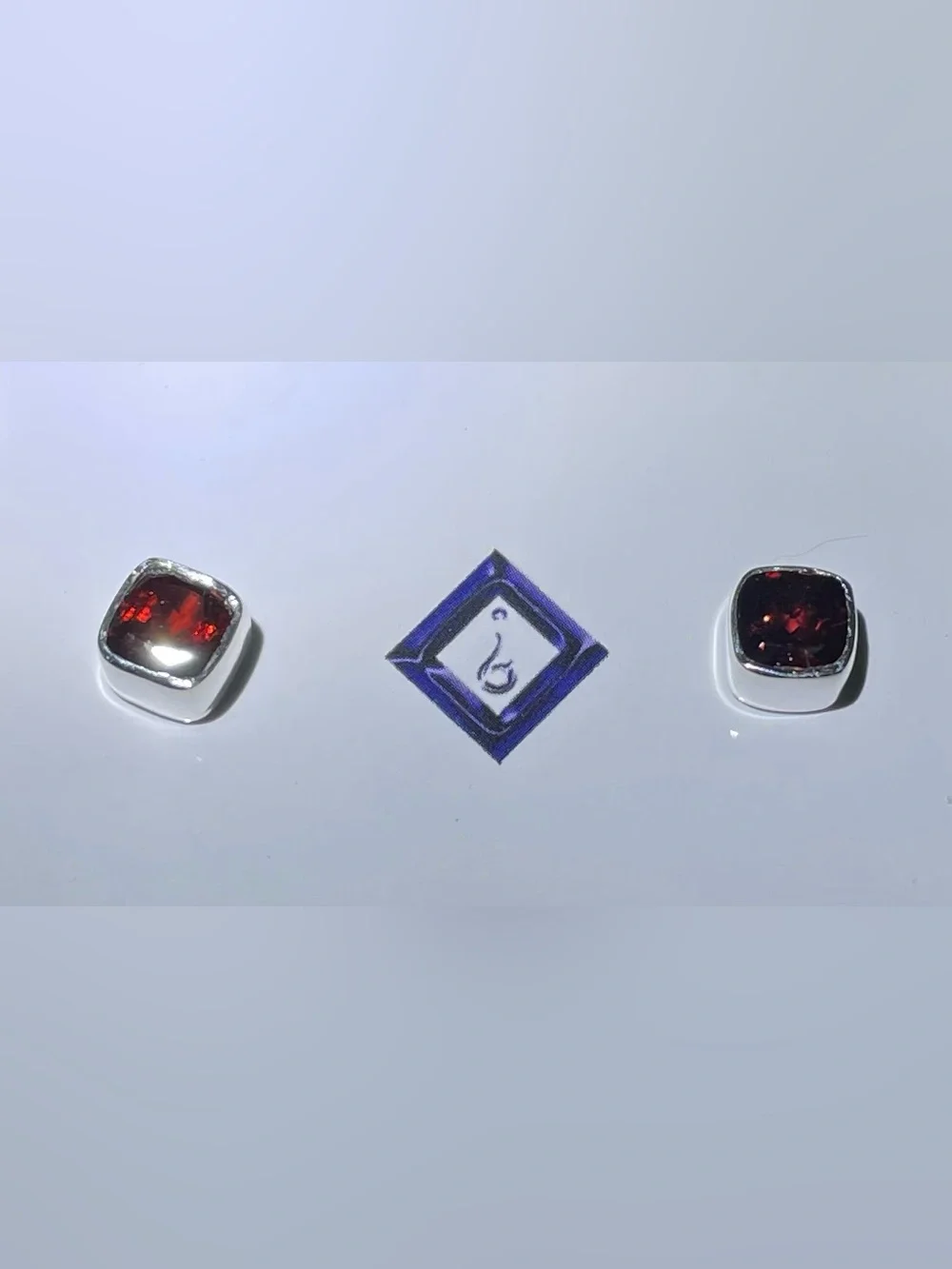 Garnet square stud earrings